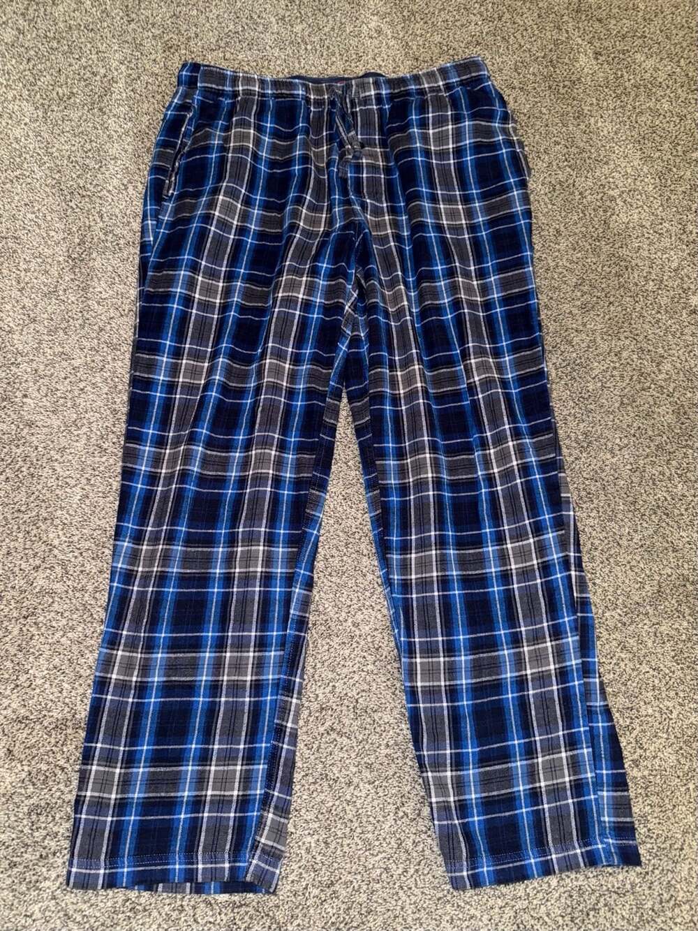 Eddie Bauer Men's Lounge Plaid Pajama Pants Blue Grey Size M